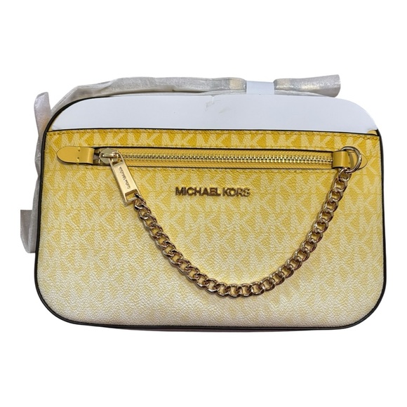 Michael Kors Ombré Yellow Signature Logo Large Jet Set Crossbody Bag NWT - Picture 1 of 4